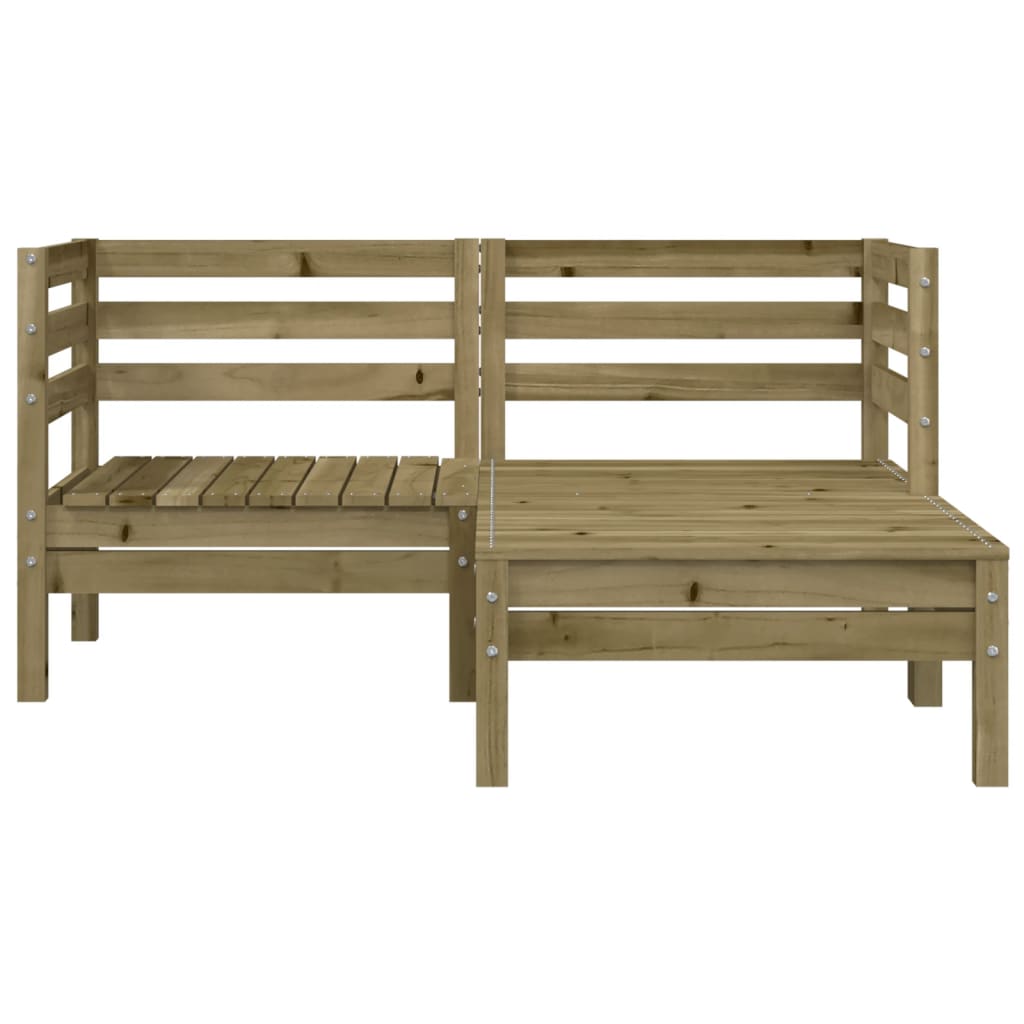 Garden Sofa 2-Seater with Stool Pinewood Impregnated