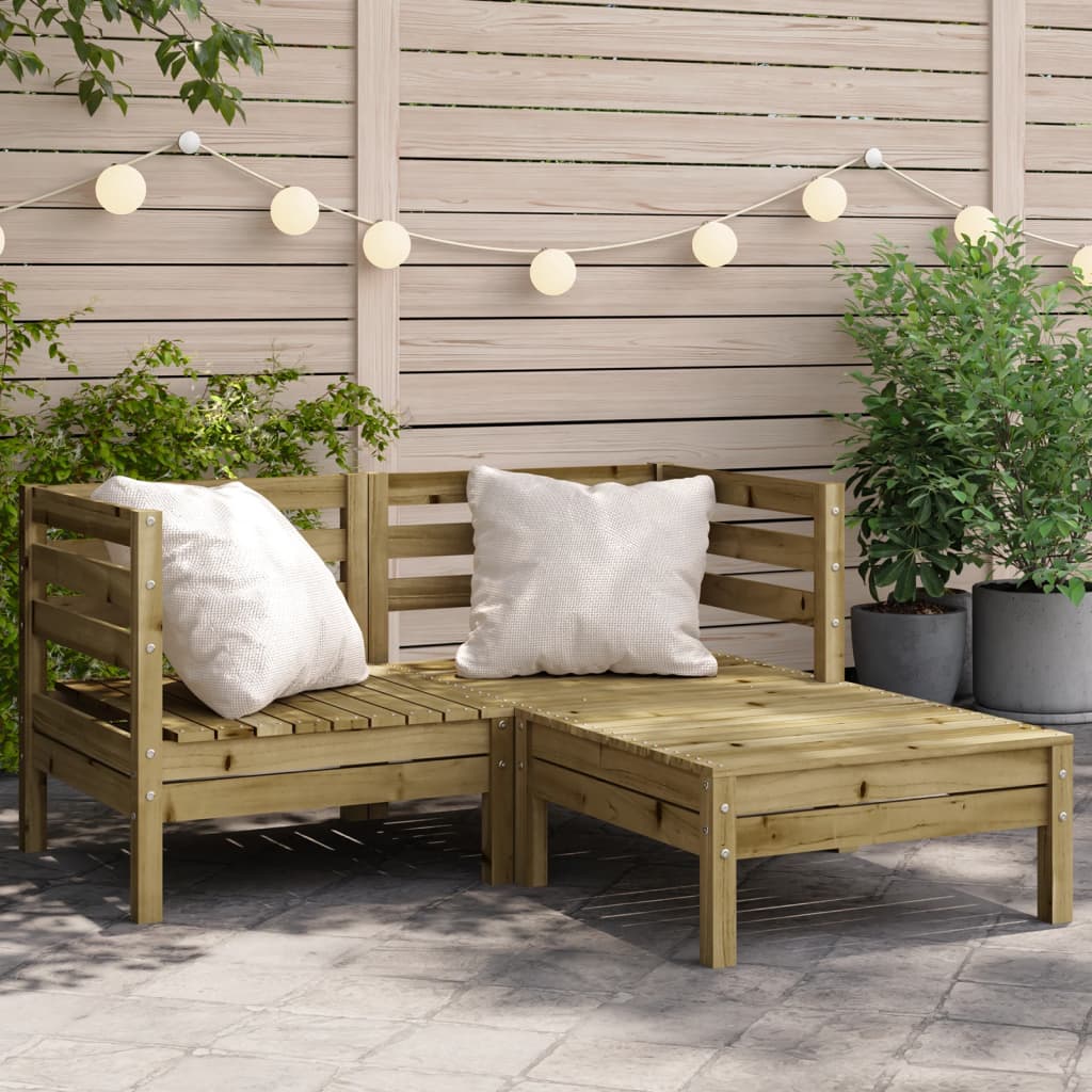 Garden Sofa 2-Seater with Stool Pinewood Impregnated