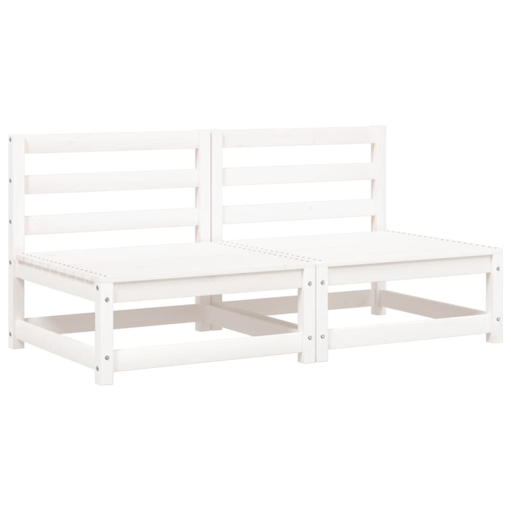 Garden sofas without armrests with cushions 2 pcs. White pinewood