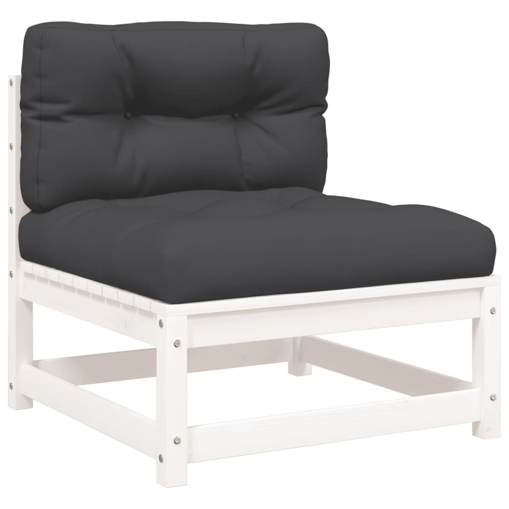 Garden sofas without armrests with cushions 2 pcs. White pinewood