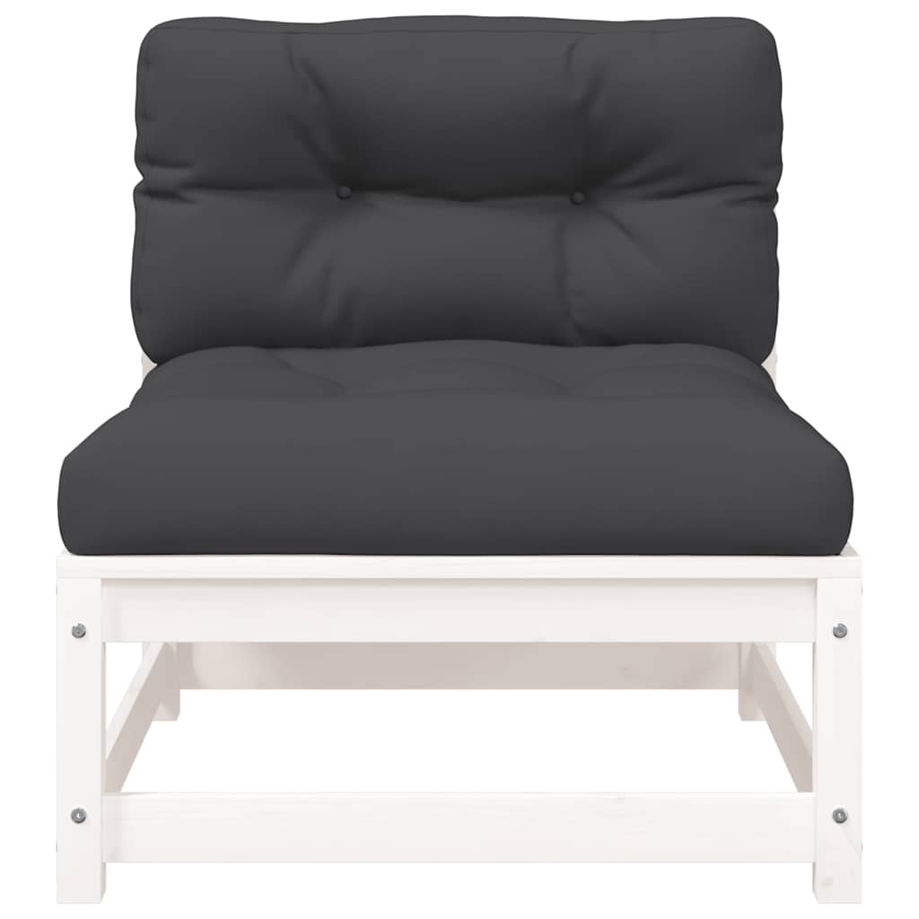 Garden sofas without armrests with cushions 2 pcs. White pinewood