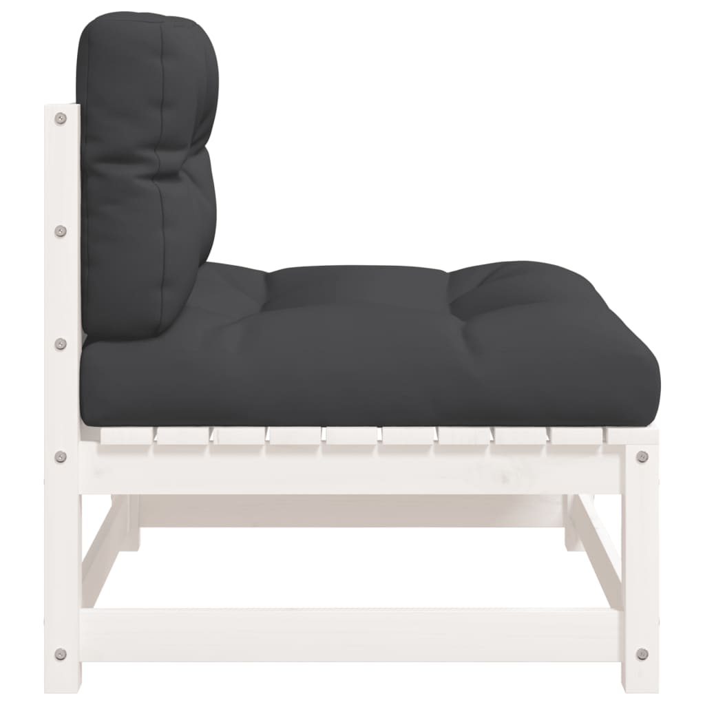 Garden sofas without armrests with cushions 2 pcs. White pinewood