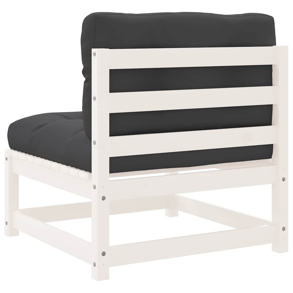 Garden sofas without armrests with cushions 2 pcs. White pinewood