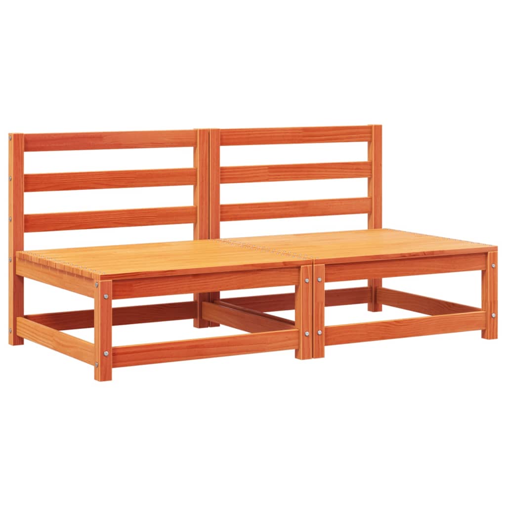 Garden sofas without armrests with cushions 2 pcs. Wax brown wood