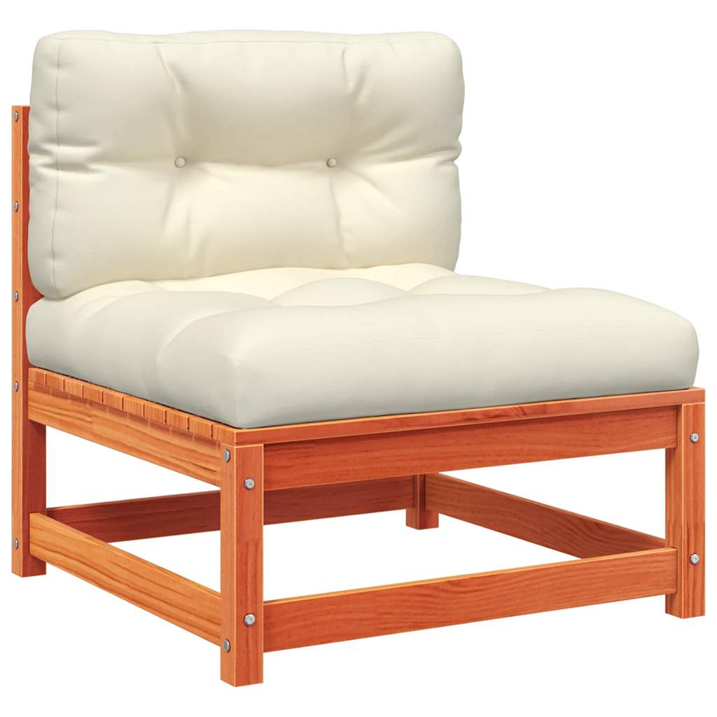 Garden sofas without armrests with cushions 2 pcs. Wax brown wood