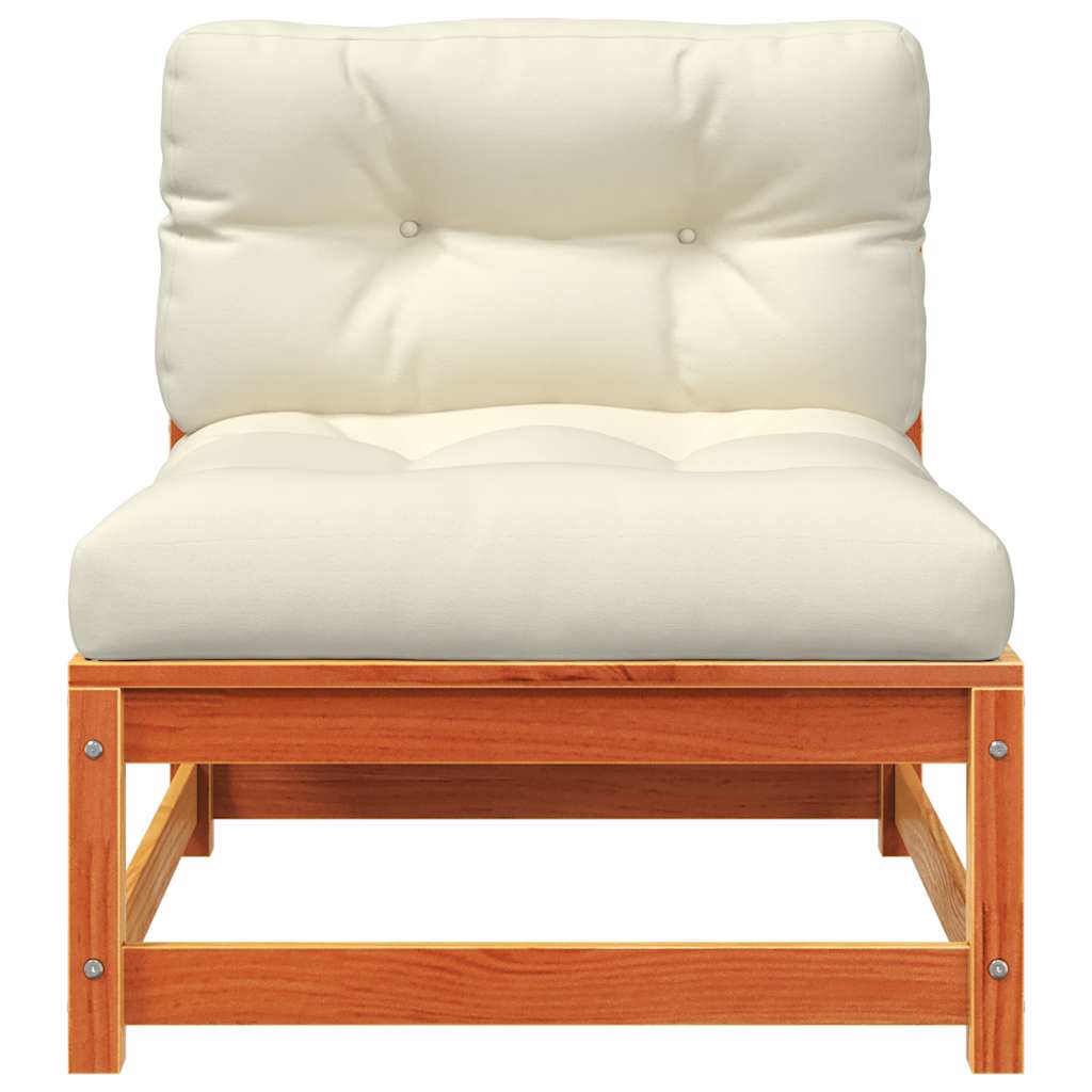 Garden sofas without armrests with cushions 2 pcs. Wax brown wood