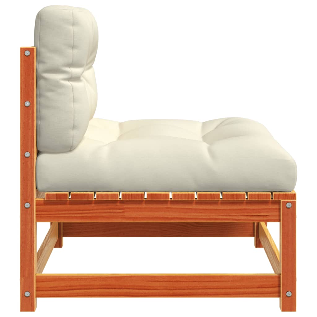 Garden sofas without armrests with cushions 2 pcs. Wax brown wood