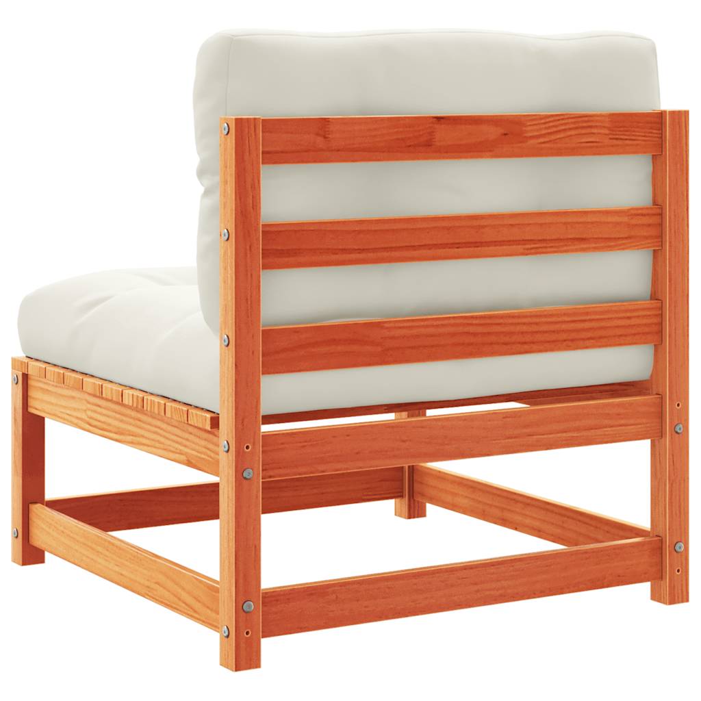 Garden sofas without armrests with cushions 2 pcs. Wax brown wood