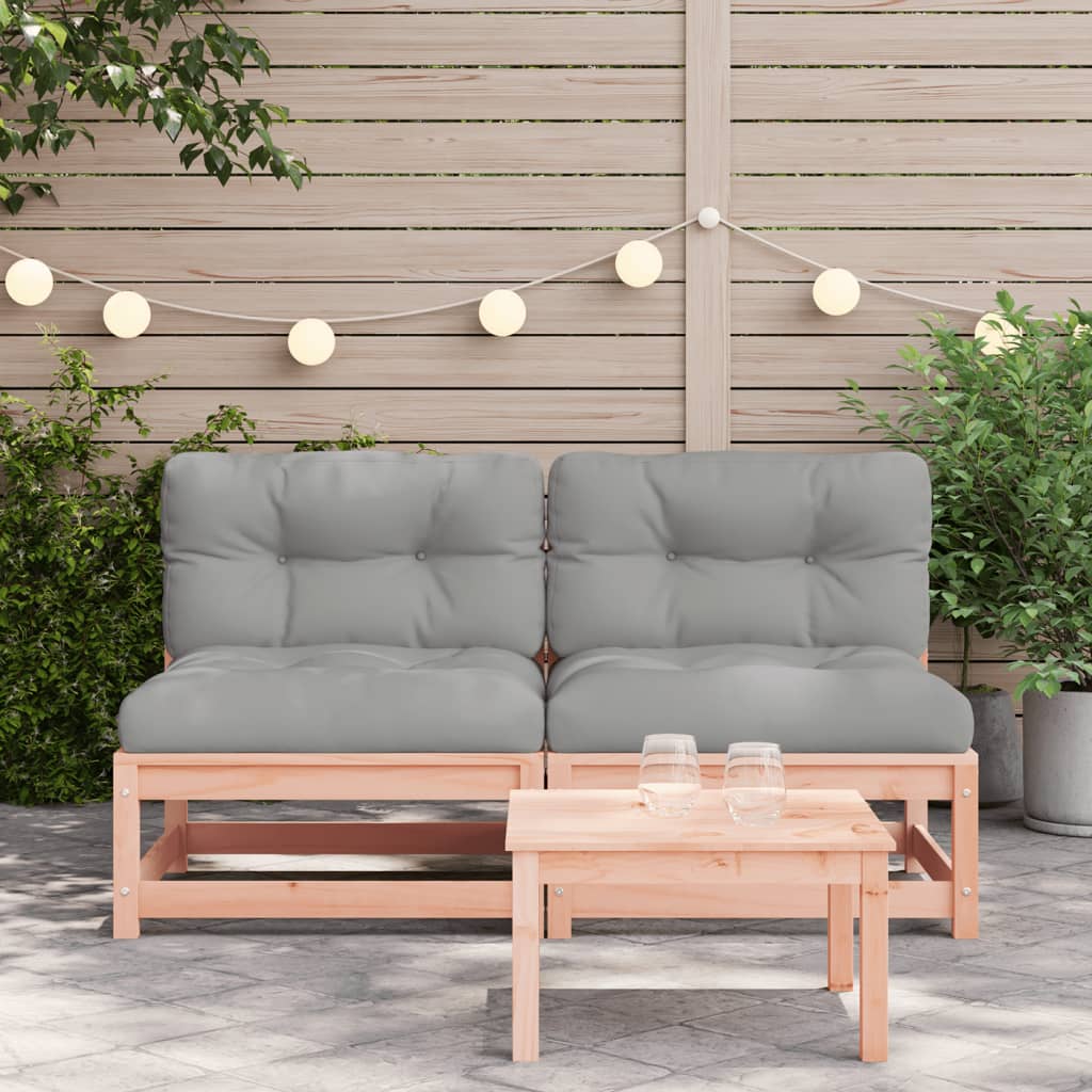 Garden sofas without armrests with cushions 2 pcs. Douglas fir wood
