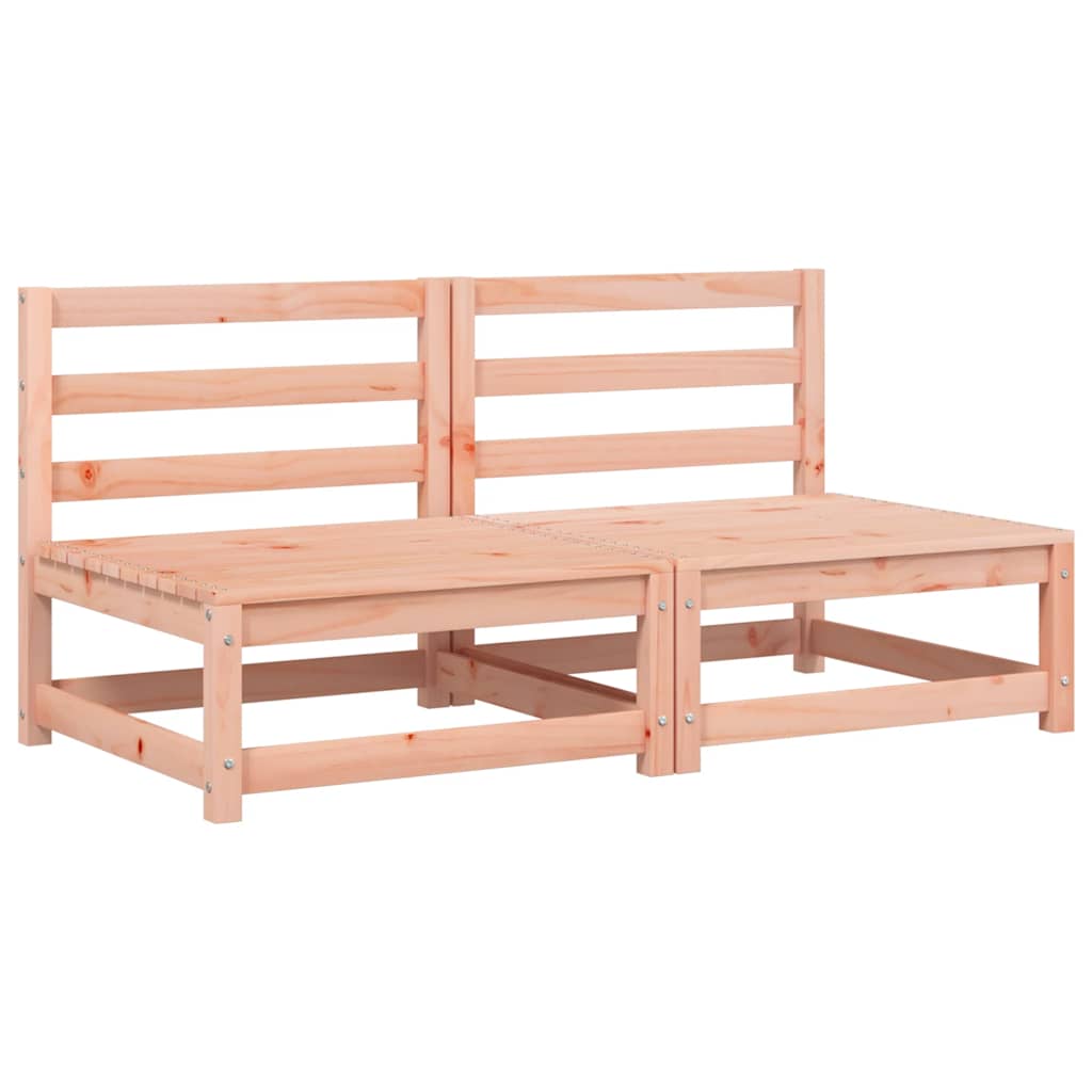 Garden sofas without armrests with cushions 2 pcs. Douglas fir wood