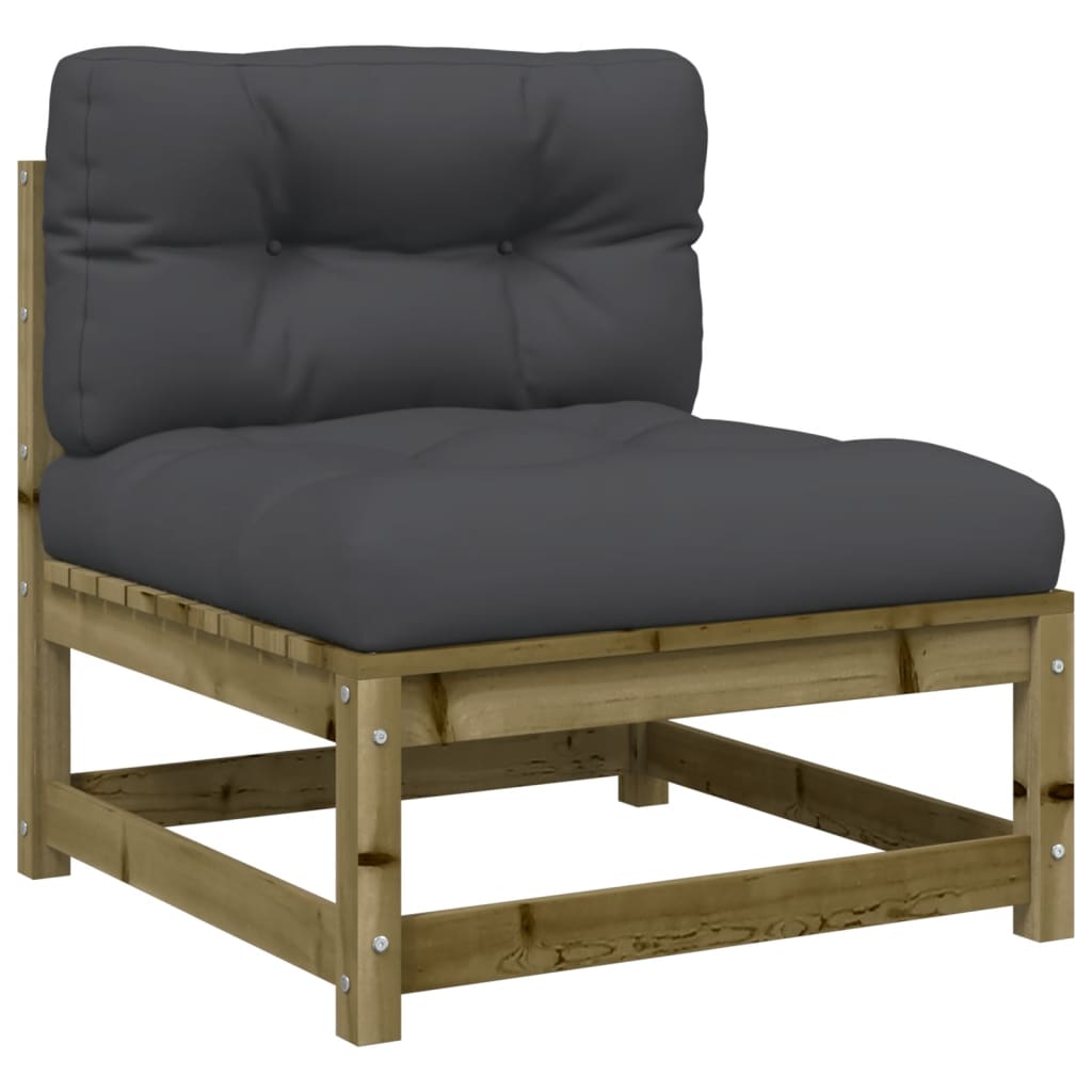 Garden sofas without armrests with cushions 2 pcs. pinewood
