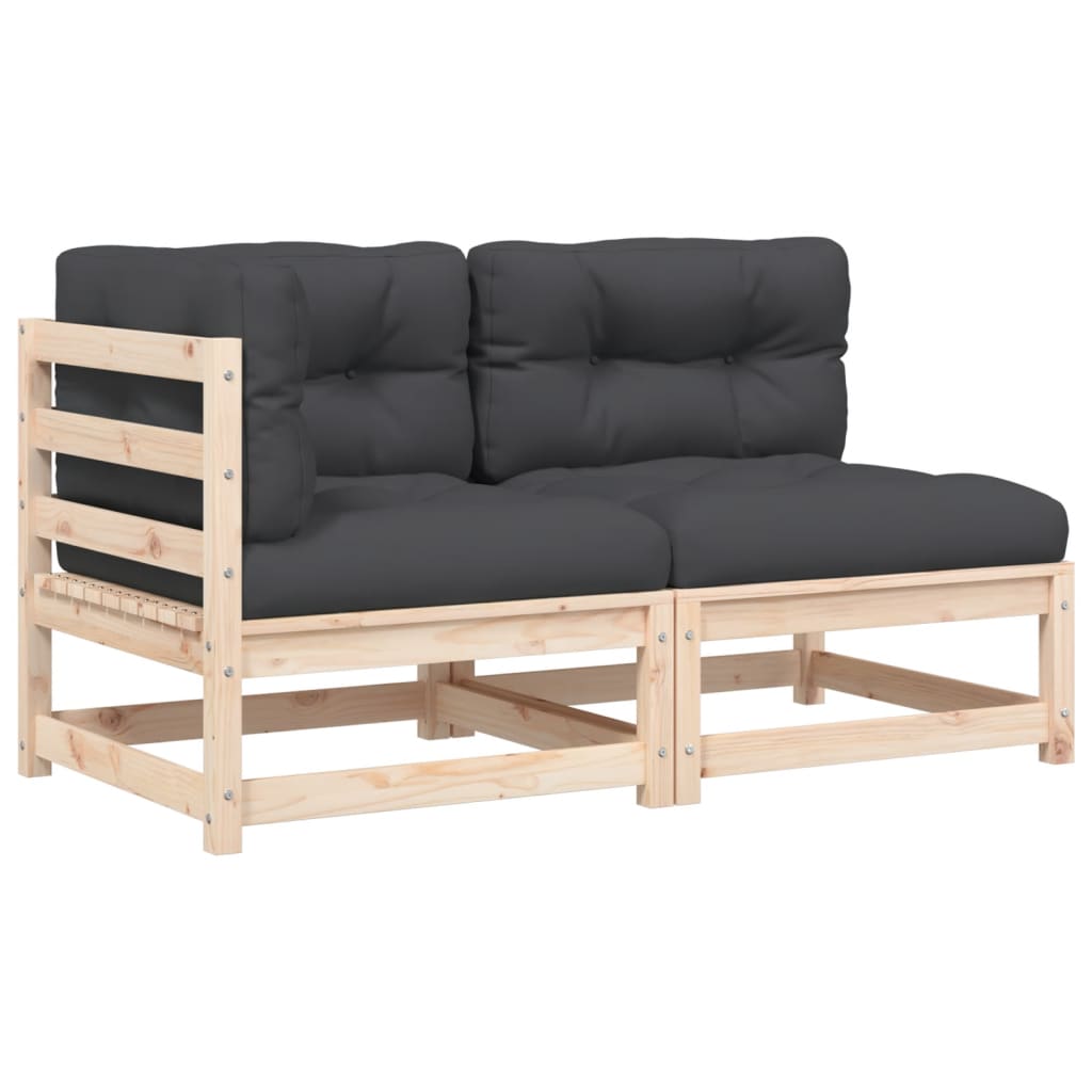 Garden sofa with cushions 2-seater solid pine