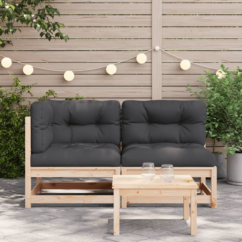Garden sofa with cushions 2-seater solid pine