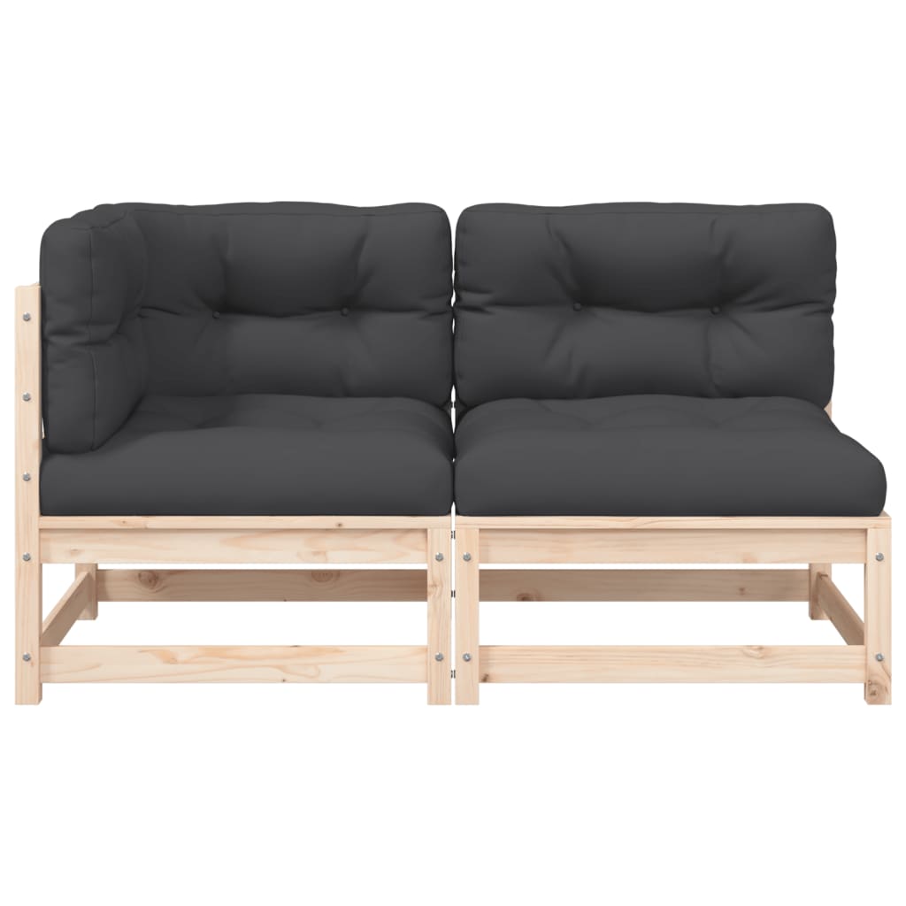 Garden sofa with cushions 2-seater solid pine