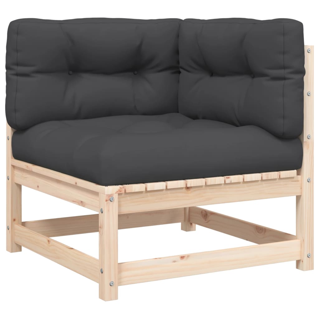Garden sofa with cushions 2-seater solid pine