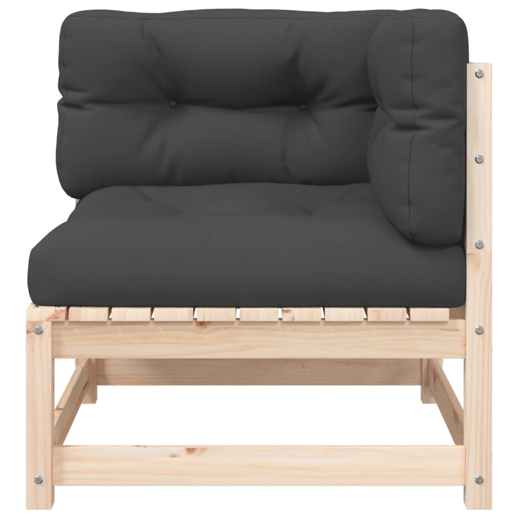 Garden sofa with cushions 2-seater solid pine