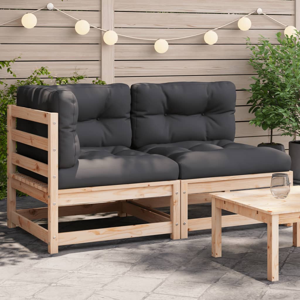 Garden sofa with cushions 2-seater solid pine