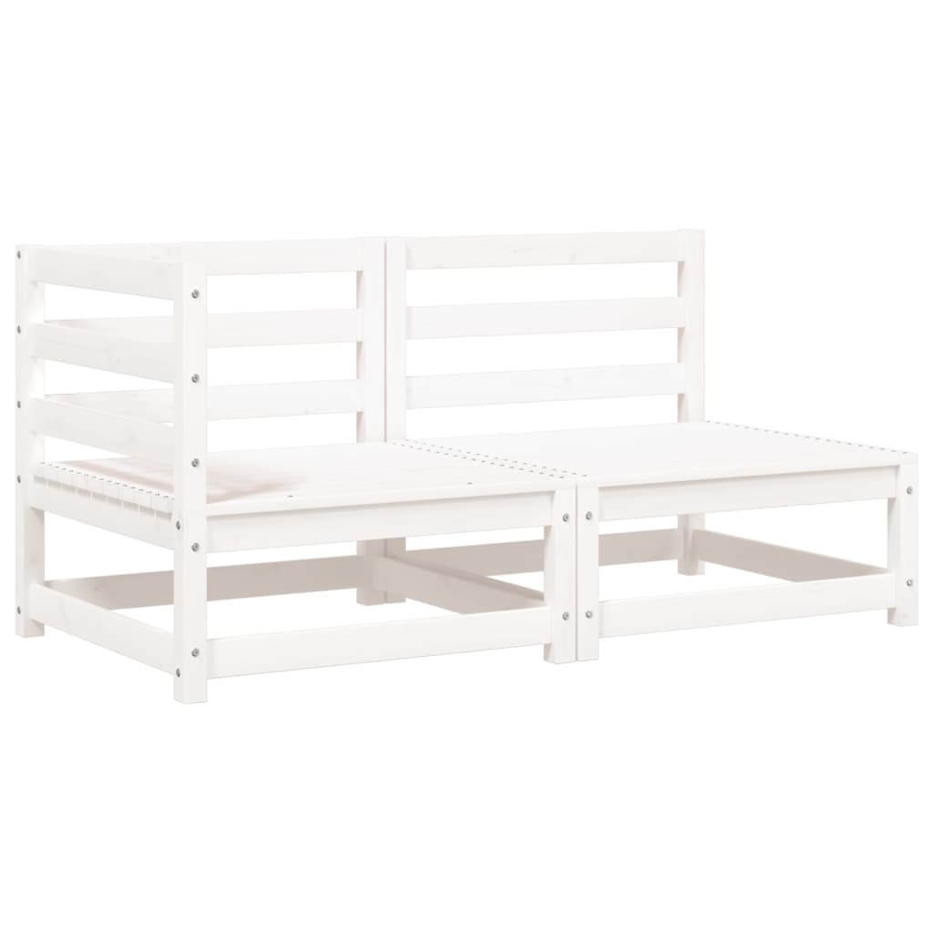 Garden Sofa with Cushions 2-Seater White Solid Pine
