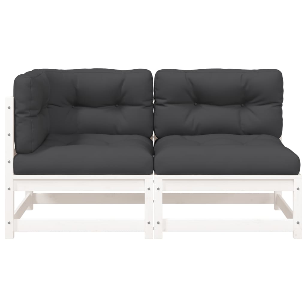 Garden Sofa with Cushions 2-Seater White Solid Pine