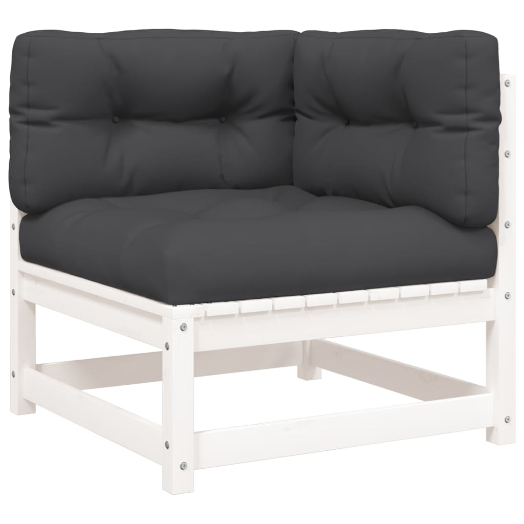 Garden Sofa with Cushions 2-Seater White Solid Pine