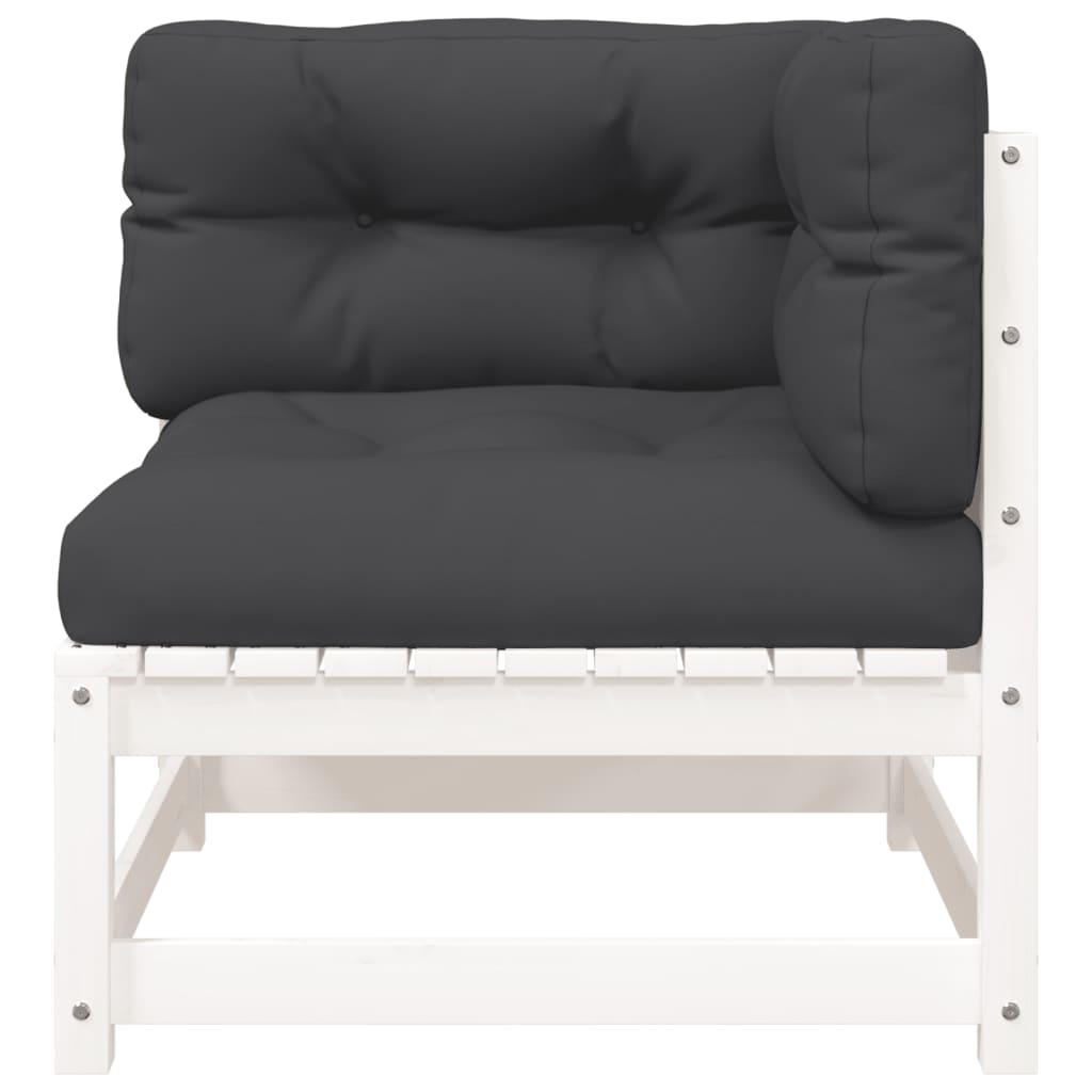 Garden Sofa with Cushions 2-Seater White Solid Pine