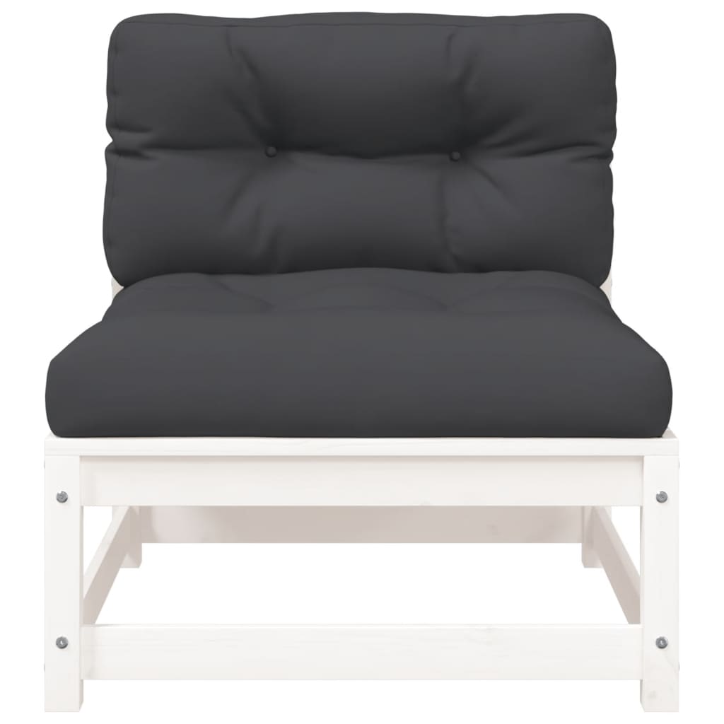 Garden Sofa with Cushions 2-Seater White Solid Pine
