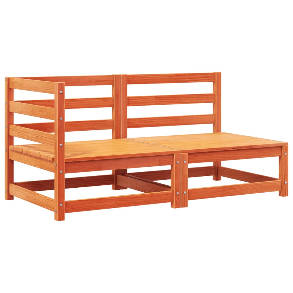Garden sofa with cushions 2-seater wax brown solid pine