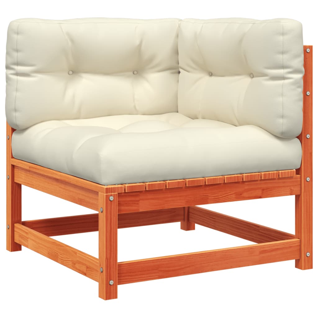 Garden sofa with cushions 2-seater wax brown solid pine
