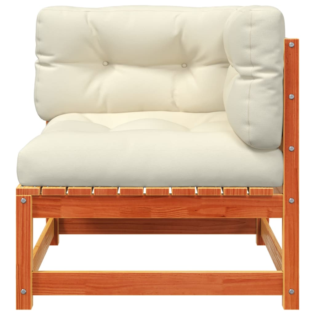 Garden sofa with cushions 2-seater wax brown solid pine