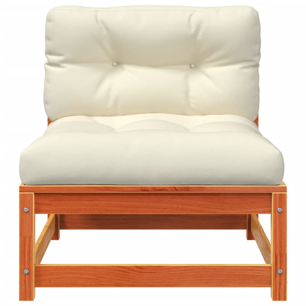 Garden sofa with cushions 2-seater wax brown solid pine