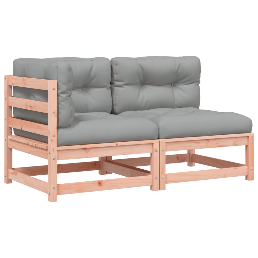 Garden sofa with cushions 2-seater solid wood Douglas fir
