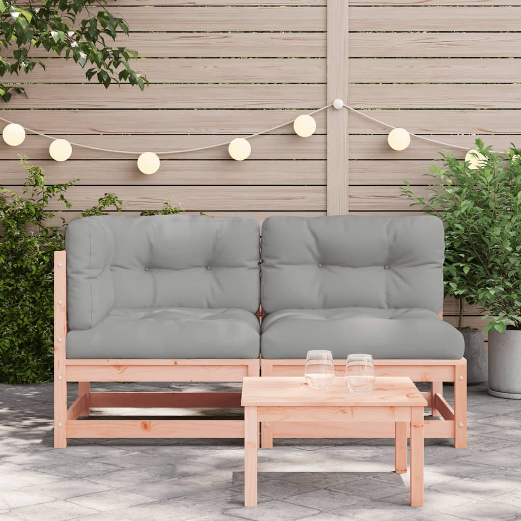 Garden sofa with cushions 2-seater solid wood Douglas fir