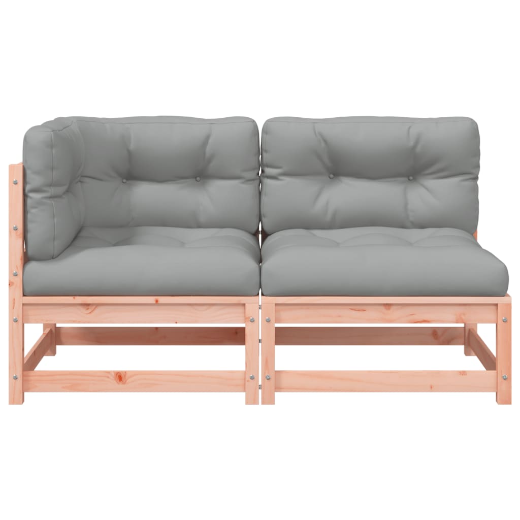 Garden sofa with cushions 2-seater solid wood Douglas fir