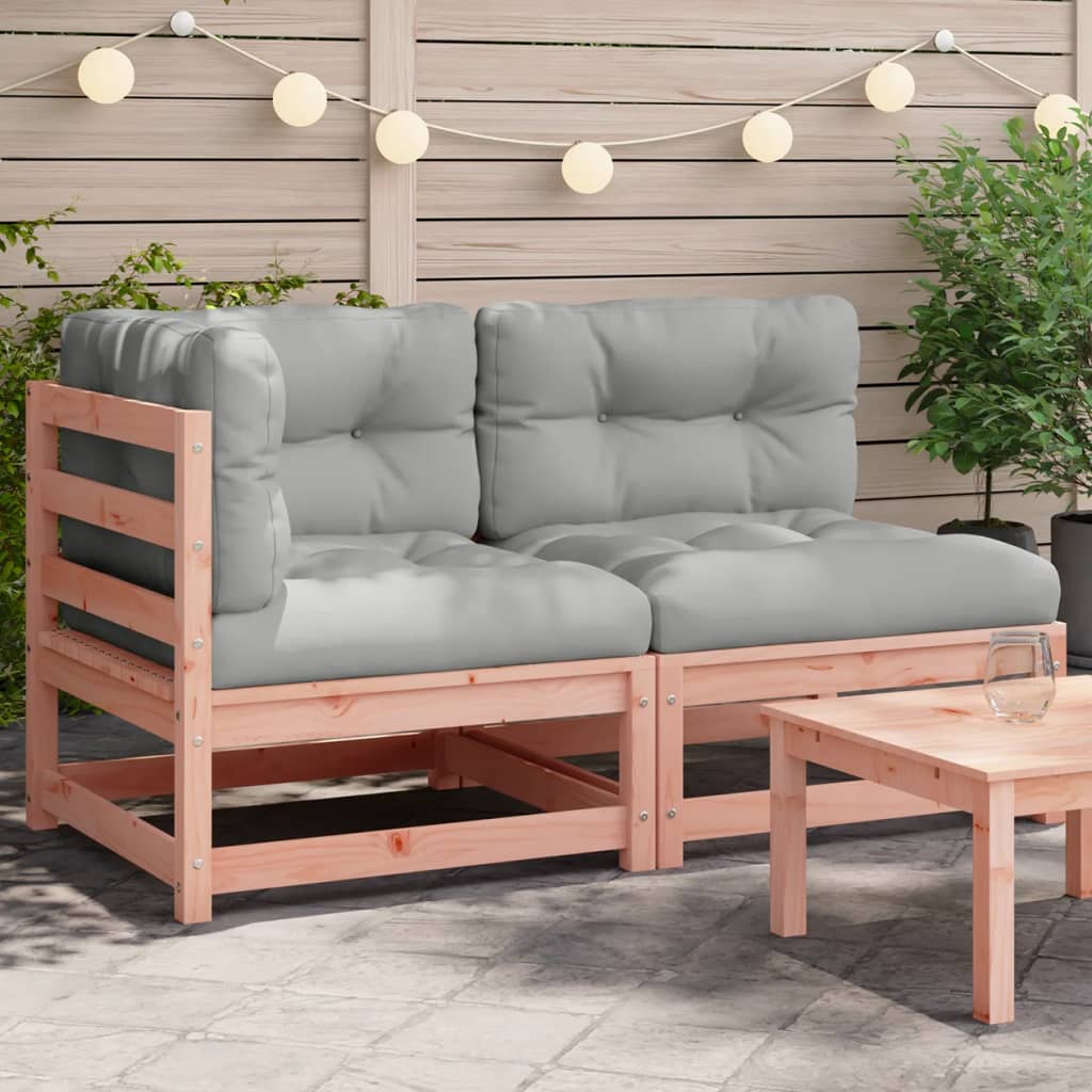 Garden sofa with cushions 2-seater solid wood Douglas fir