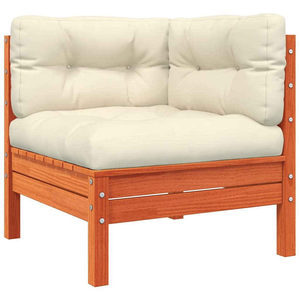 Gartensofa mit Kissen und Hocker 3-Sitzer