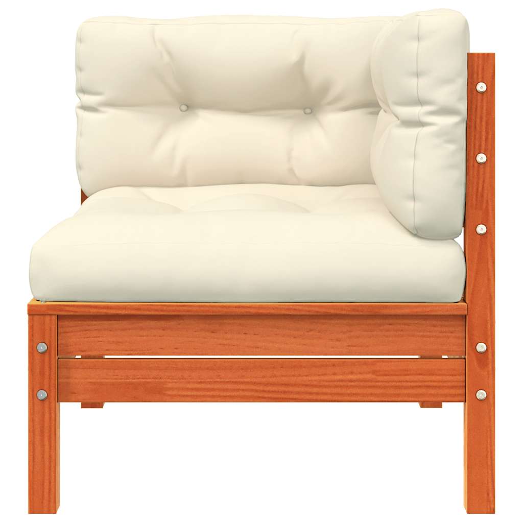 Gartensofa mit Kissen und Hocker 3-Sitzer