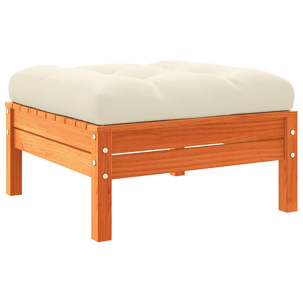 Gartensofa mit Kissen und Hocker 3-Sitzer