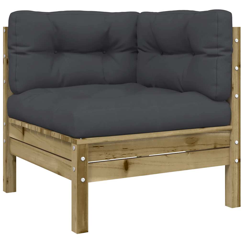 Gartensofa mit Kissen und Hocker 3-Sitzer