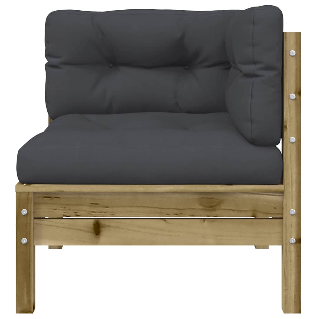Gartensofa mit Kissen und Hocker 3-Sitzer