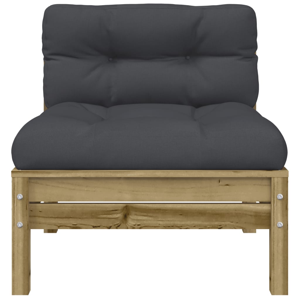 Gartensofa mit Kissen und Hocker 3-Sitzer