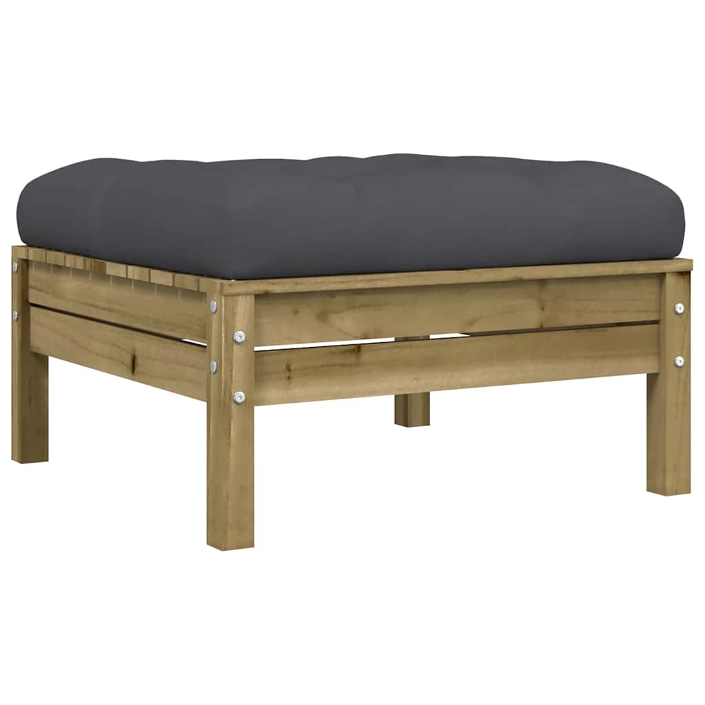 Gartensofa mit Kissen und Hocker 3-Sitzer