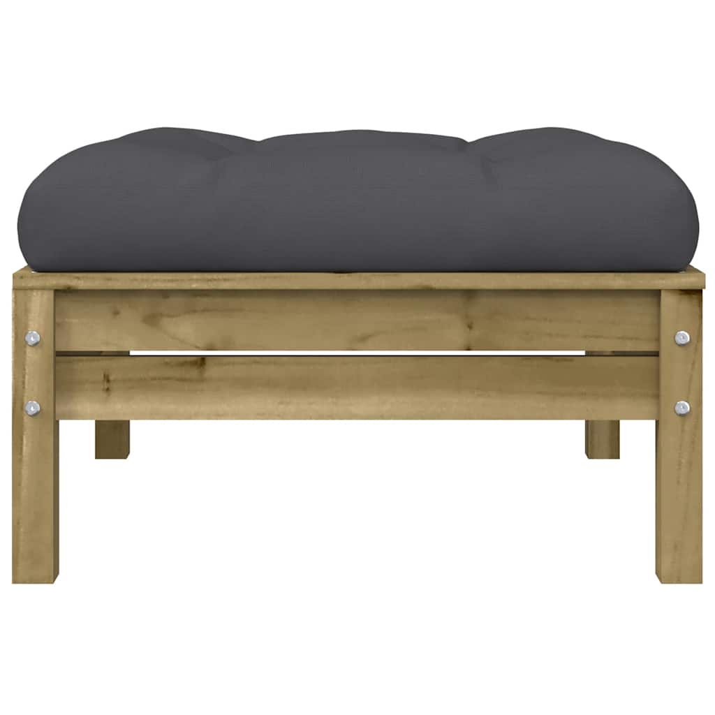 Gartensofa mit Kissen und Hocker 3-Sitzer