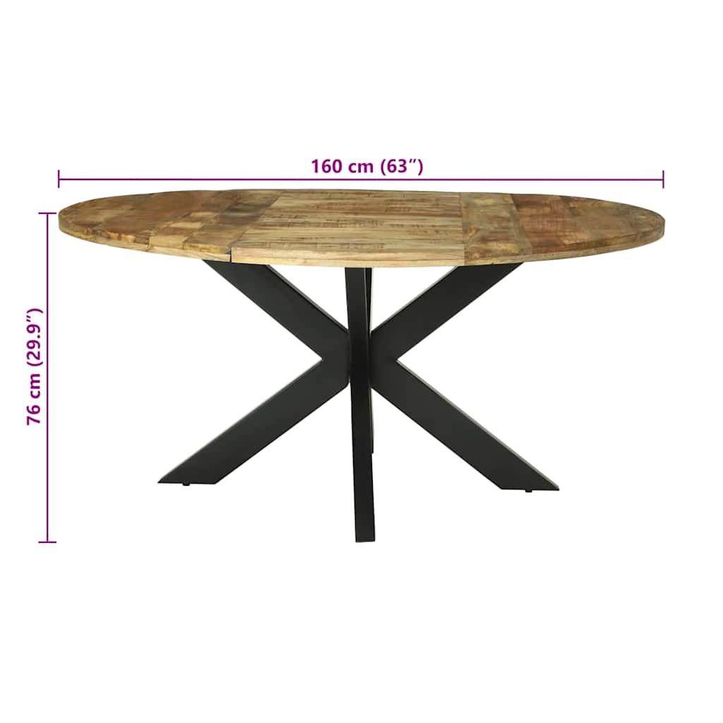 Esstisch Rund Ø160x76 cm Massivholz Raues Mango