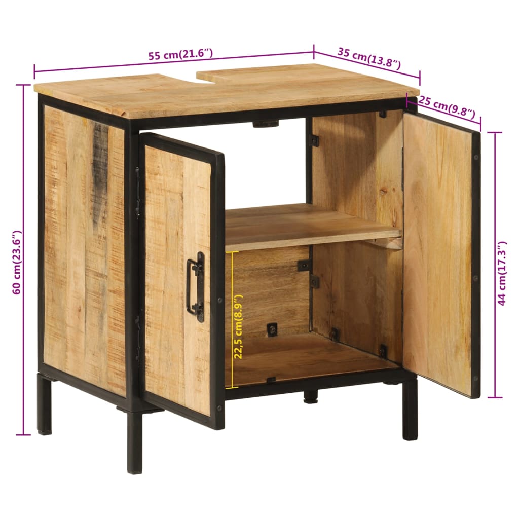 Vanity unit 55x35x60 cm solid mango wood and iron