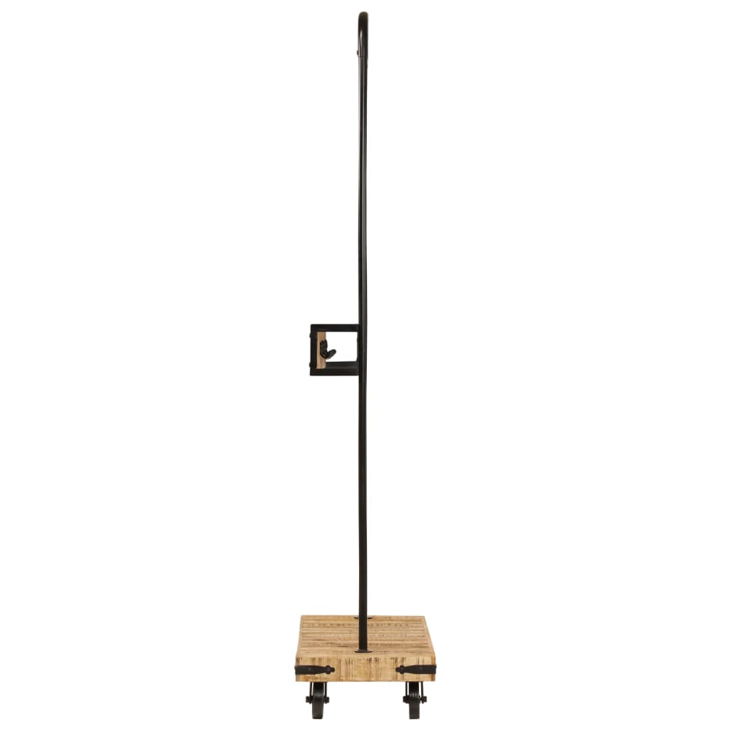 Clothes rack with wheels 90x35x190 cm solid wood mango iron