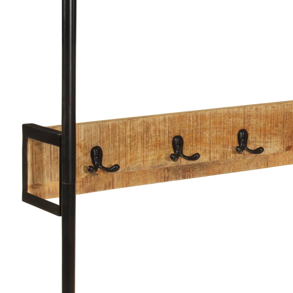Clothes rack with wheels 90x35x190 cm solid wood mango iron