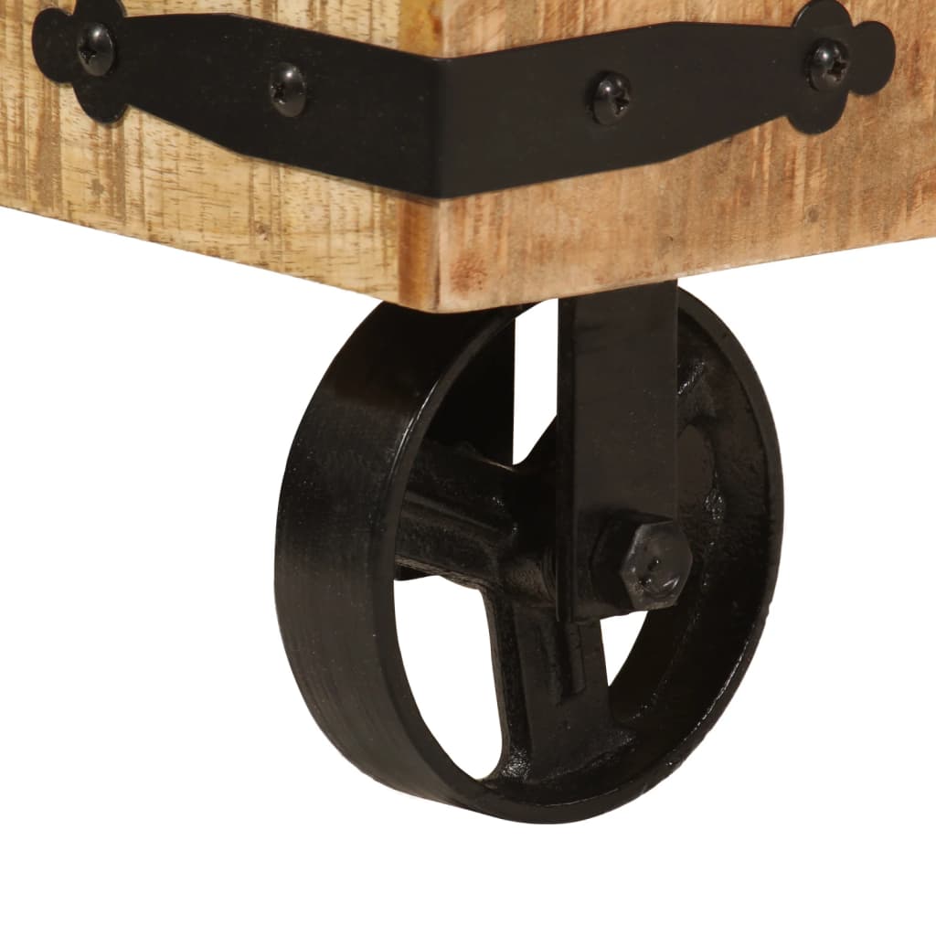 Clothes rack with wheels 90x35x190 cm solid wood mango iron
