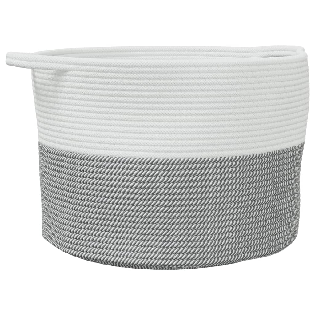 Laundry basket grey and white Ø55x36 cm cotton