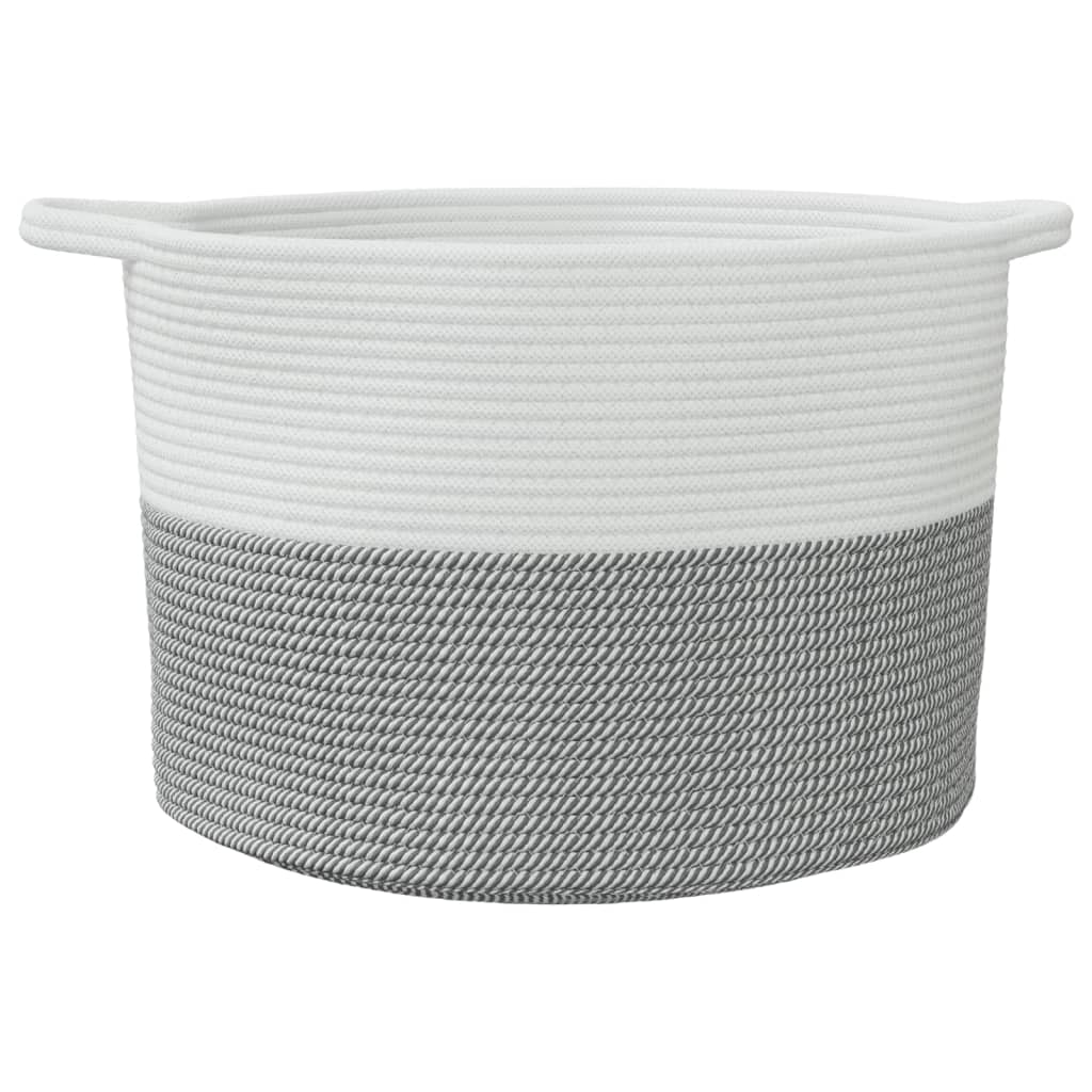 Laundry basket grey and white Ø55x36 cm cotton