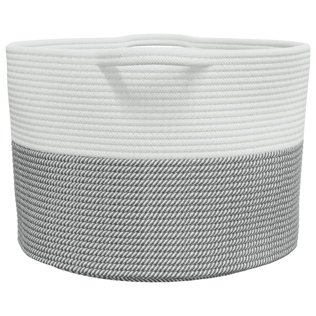 Laundry basket grey and white Ø55x36 cm cotton